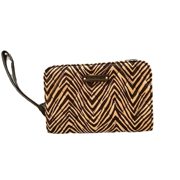 Vera Bradley Brown Zebra Print Zip Around Wristlet Wallet - Picture 1 of 6